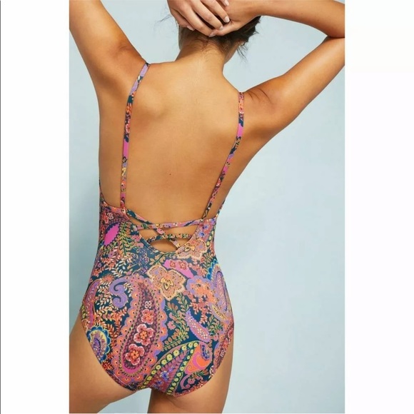 Anthropologie Allihop paisley one piece lg new 🐚 - Picture 3 of 5